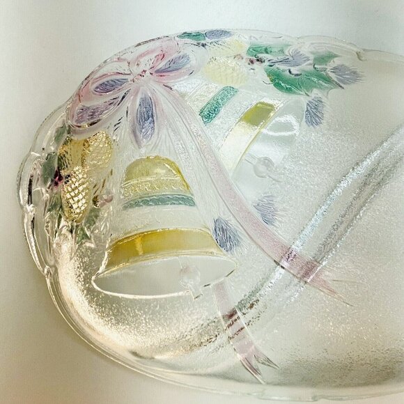 Mikasa Oval Glass Divided Serving Platter "Celebrations" Holiday Bells Japan - Picture 4 of 12